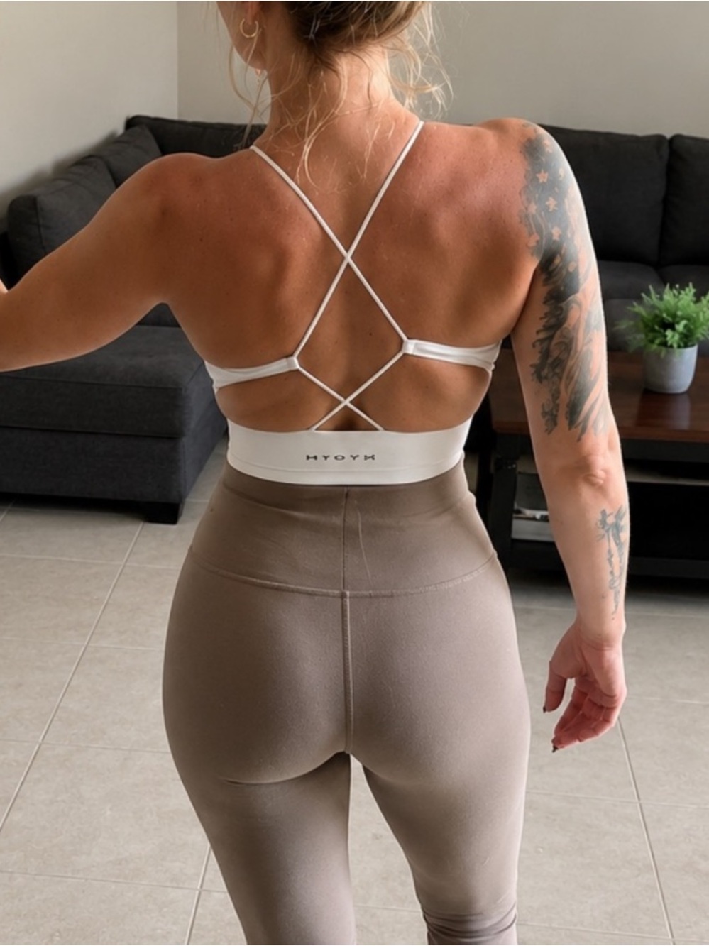 NVGTN White Strappy Crop Sports Bra